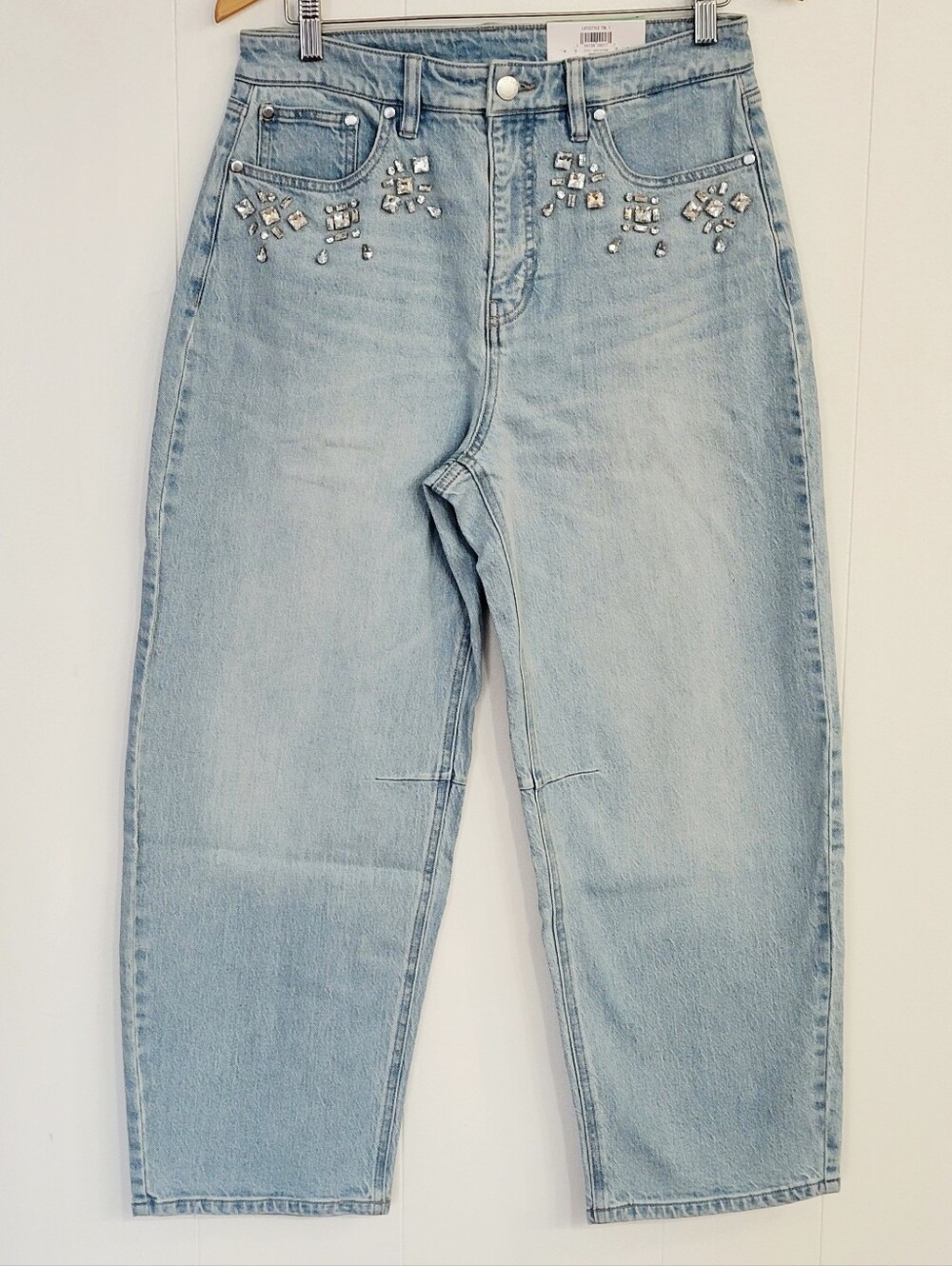 On 34th Embellished Light Blue Barrel Jeans